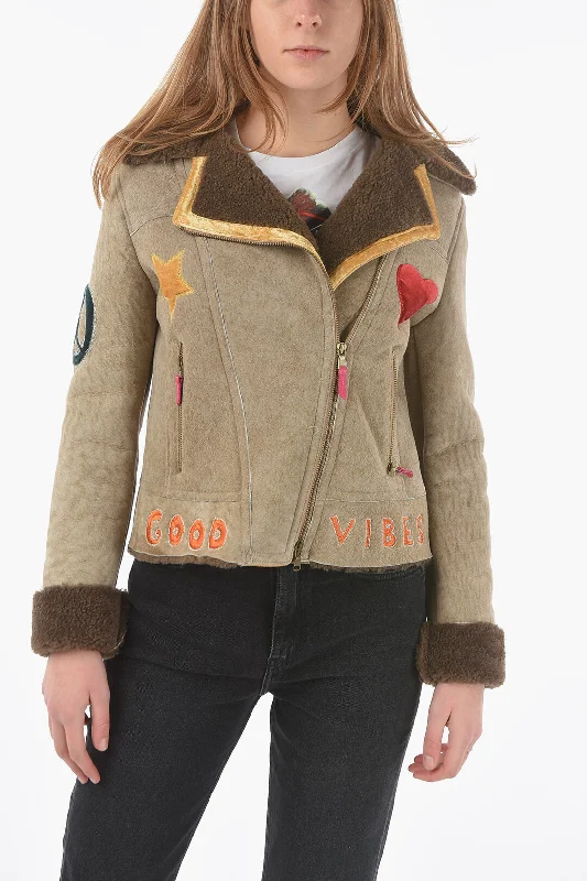 winter-ready women's parka -History Repeats Embroidered Shearling Jacket