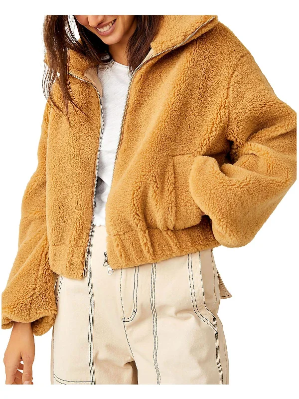 women's classic pea coat -Womens Faux Fur Long Sleeves Teddy Coat