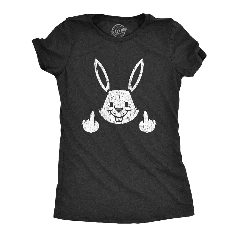 soft waffle-knit top for ladies -Bunny Flipping The Bird Women's T Shirt