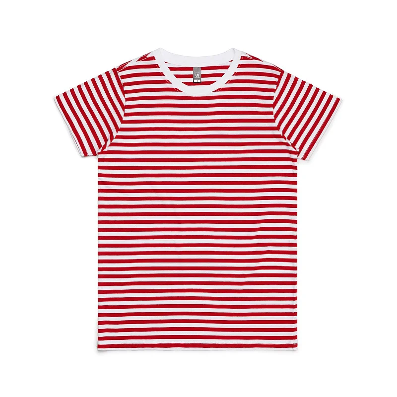 ladies' short sleeve wrap blouse -AS Colour Women's White/Red Maple Stripe Tee