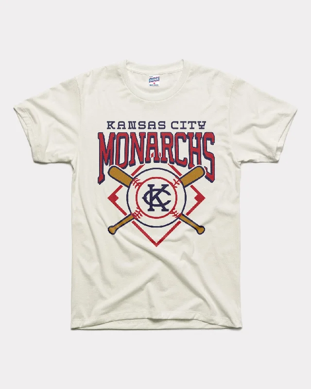 women's sheer mesh blouse -Kansas City Monarchs Diamond Vintage White T-Shirt