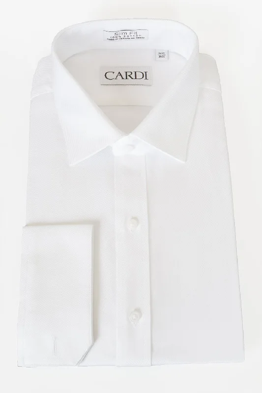 soft cotton t-shirt for women -"Jamison" White Twill Spread Collar Dress Shirt