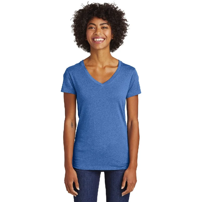 trendy puff sleeve blouse for women -Alternative Women's Heather Rich Royal Runaway Blended Jersey V-Neck Tee