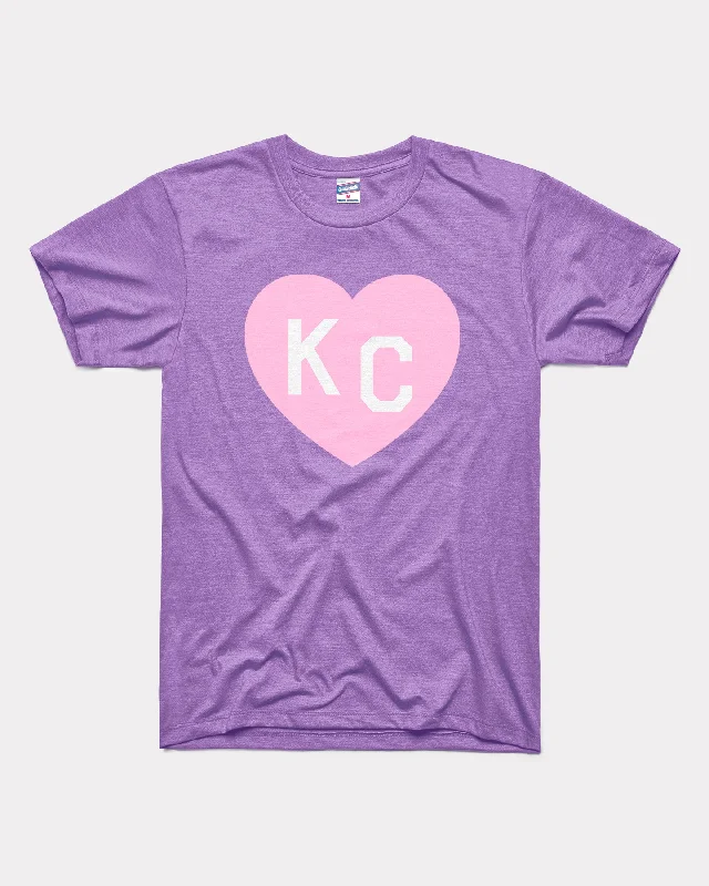 stylish halter neck top for ladies -Lavender KC Heart T-Shirt