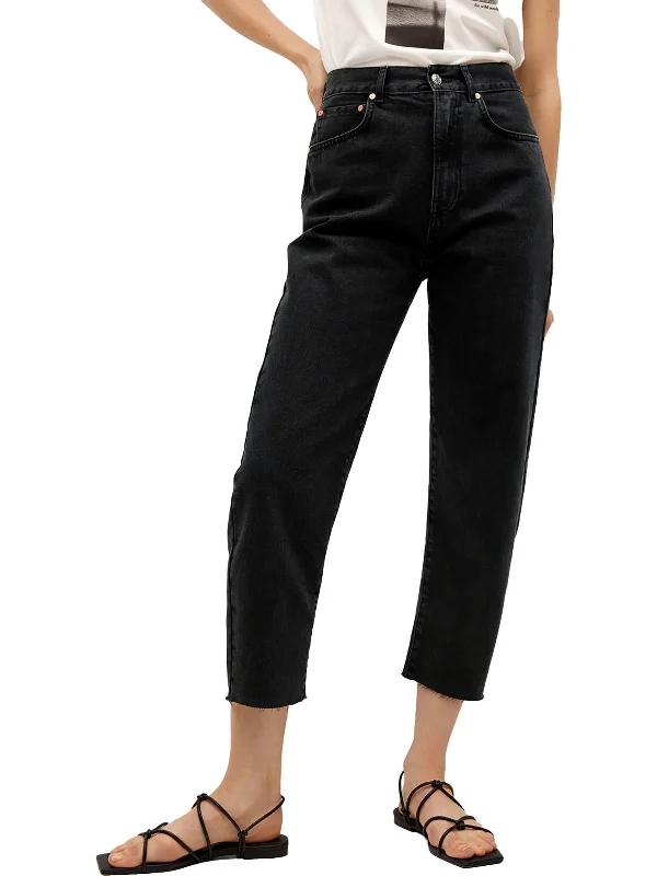 ultra-high-rise cigarette jeans for ladies -Womens High Rise Cropped Ankle Jeans