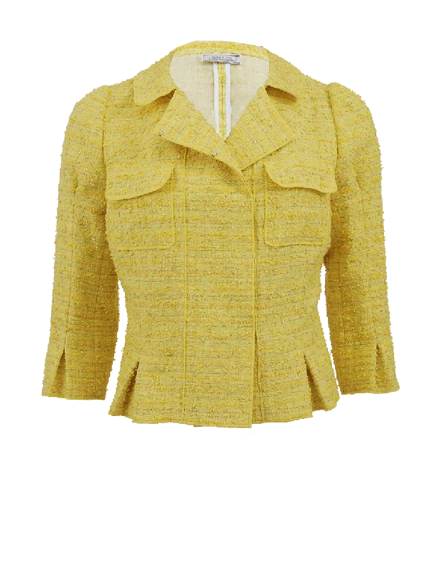 stylish women's blazer -One Pocket Tweed Jacket