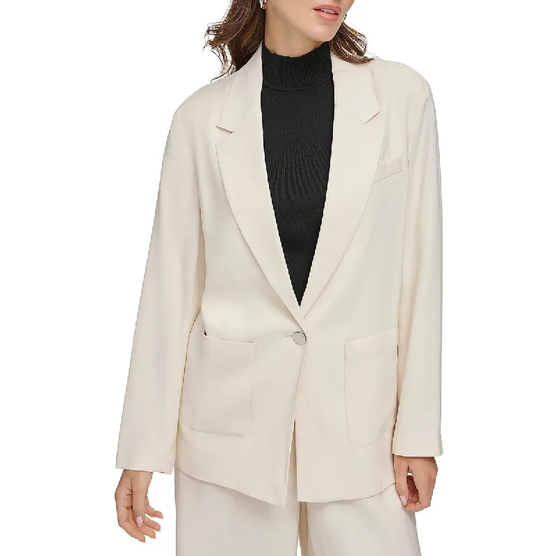 women's sherpa-lined jacket -DKNY Womens Office Business One-Button Blazer