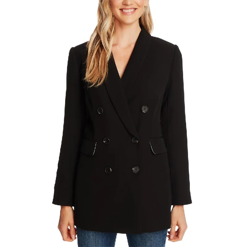 double-layered long coat for women -CeCe Womens Twill Business Double-Breasted Blazer