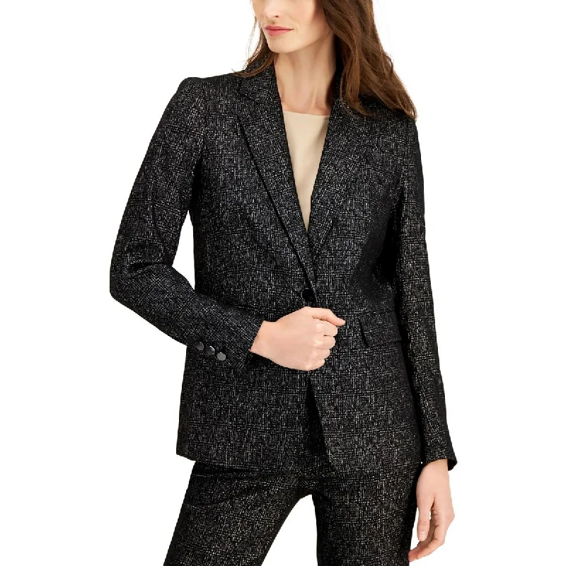 stylish longline coat for women -Anne Klein Womens   Metallic Evening Wear One-Button Blazer