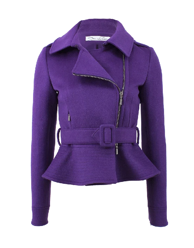 ladies' wool overcoat -Cashgora Biker Jacket