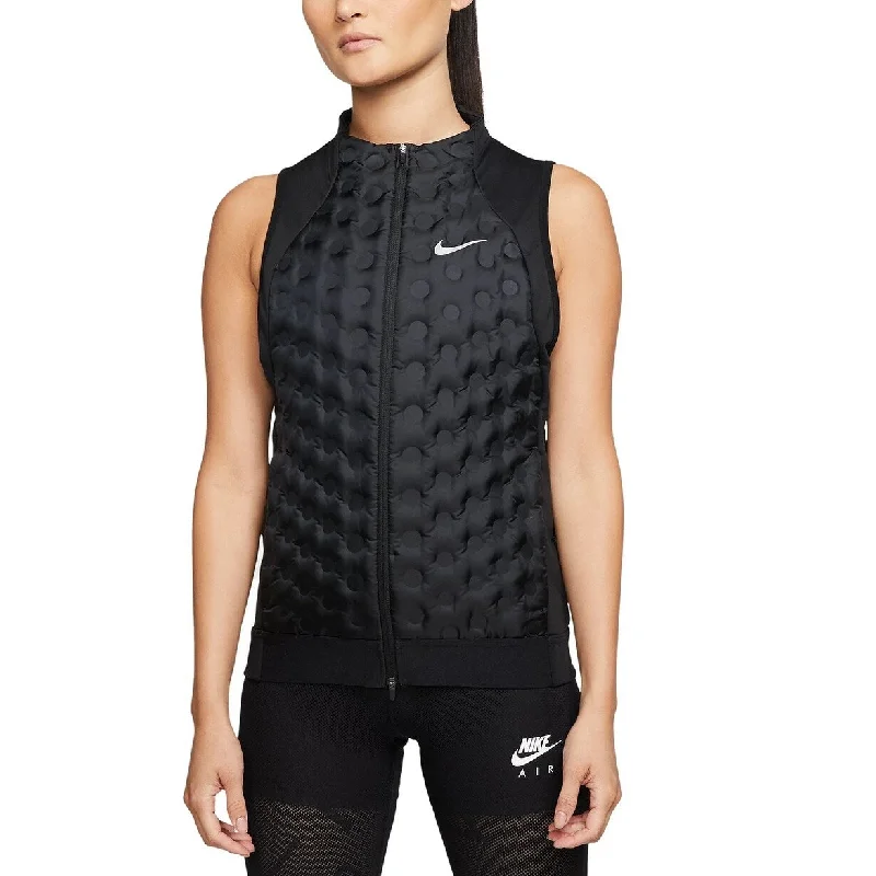 women's asymmetrical zip jacket -Nike Women's Aeroloft Running Vest Charcoal Size Medium