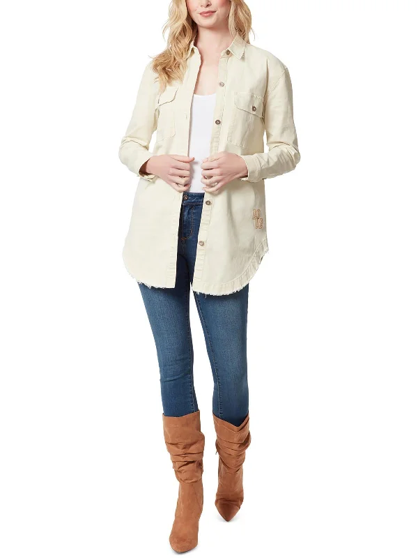 winter-ready faux shearling jacket for women -Tenley Womens Lightweight Overshirt Shirt Jacket