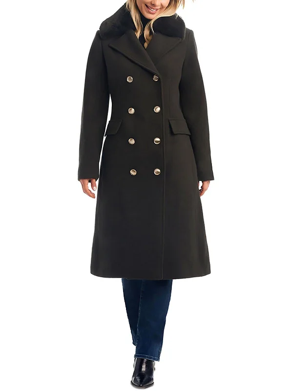 classic camel coat for ladies -Womens Wool Blend Cozy Pea Coat