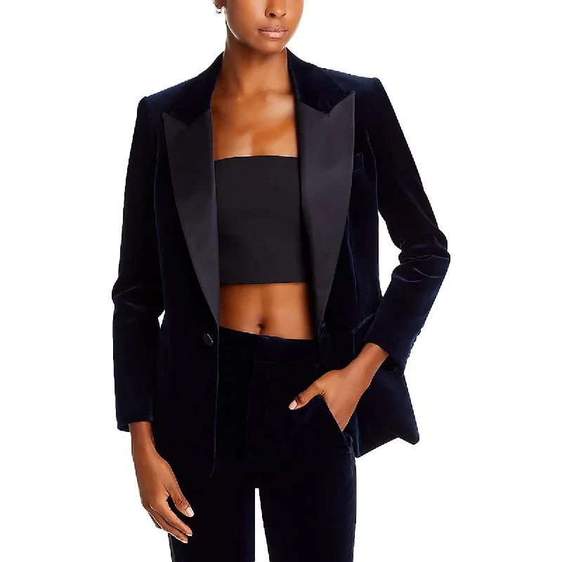 casual oversized shacket for women -A.L.C. Womens Cotton Blend Mixed Media One-Button Blazer